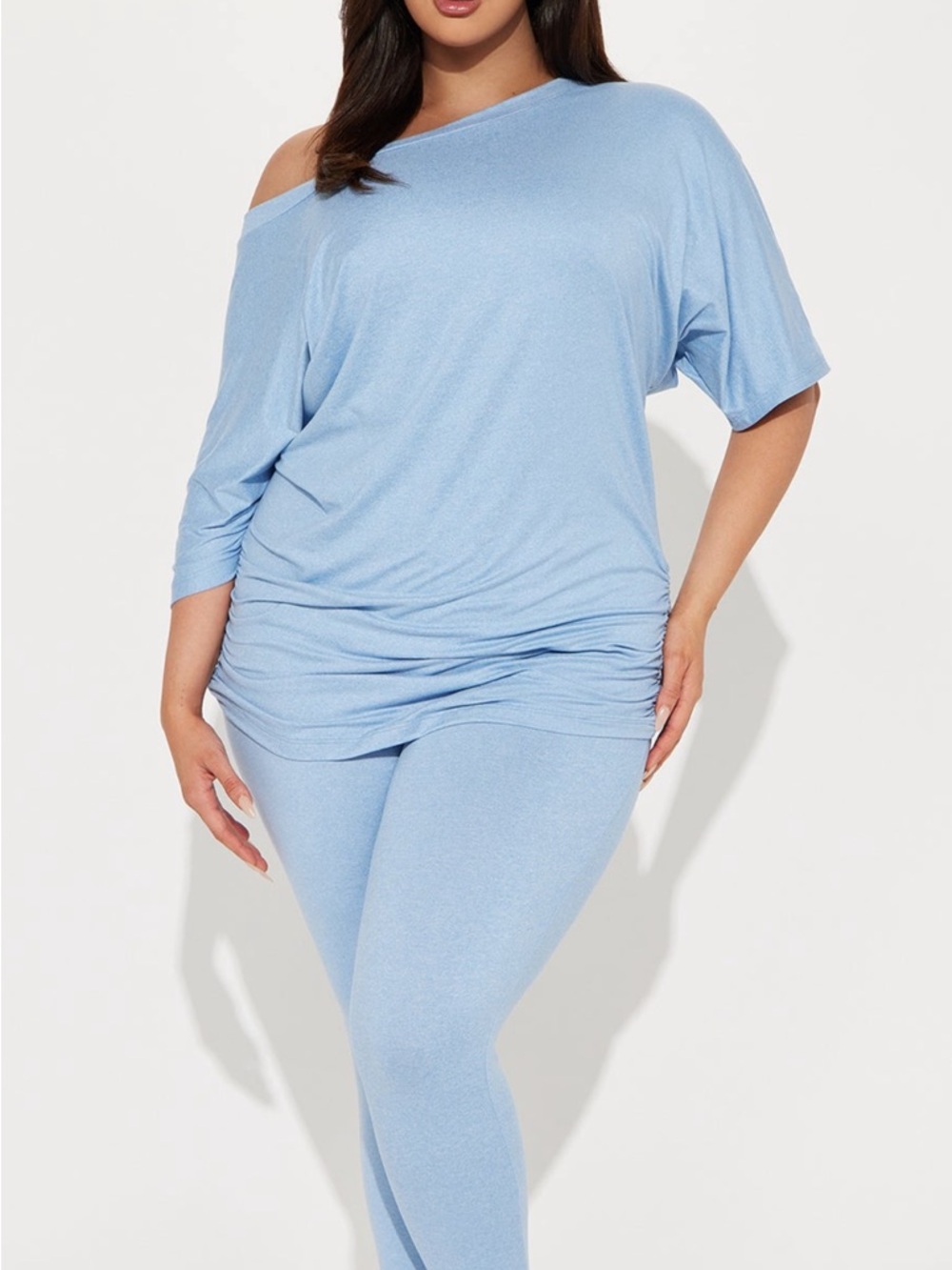 Fashion Nova Light Blue Off-Shoulder Lounge Set